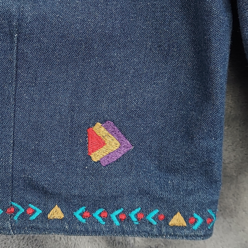 New Identity Cropped Denim Jacket With Embroidery, Women's L, Blue - Picture 9 of 12